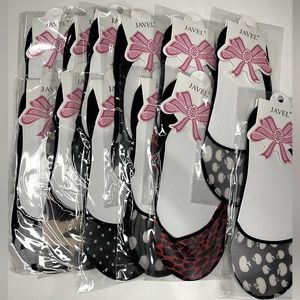 JAVEL 12 pack mixed print no show semi sheer flat shoe socks size 9-11